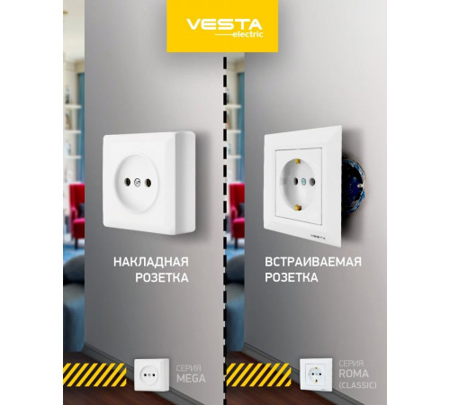 Розетка 2P+E Vesta-Electric Roma белый FRZ00010101BEL