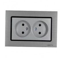 Розетка двойная 2P Vesta-Electric Exclusive Silver Metallic серебро FRZ00041021SER