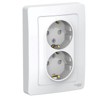 Розетка двойная 2К+З Schneider Electric Blanca 16A 250V со шторками белая BLNRS001121