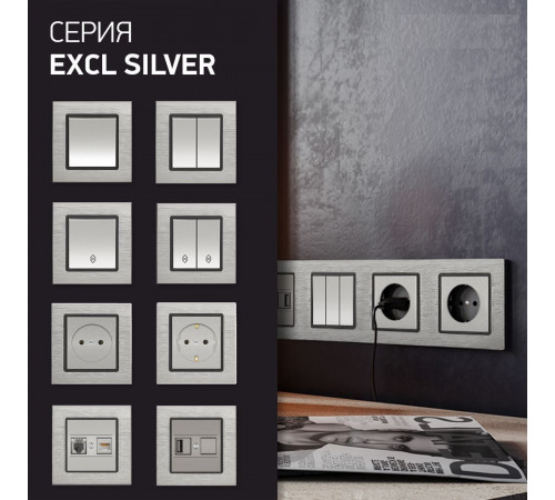 Розетка 2P+E Vesta-Electric Exclusive Silver Metallic серебро FRZ00041003SER