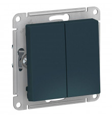 Переключатель двухклавишный проходной Schneider Electric AtlasDesign 10A 250V изумруд ATN000865