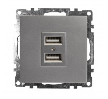 Розетка 2хUSB Stekker Катрин серебро GLS10-7115-03 39588
