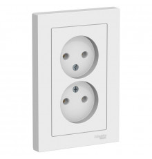 Розетка двойная 2К Schneider Electric AtlasDesign 16A 250V белая ATN000120