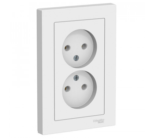 Розетка двойная 2К Schneider Electric AtlasDesign 16A 250V белая ATN000120