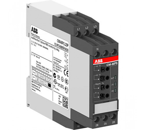 Реле контроля CM-MPS.23S с контр нуля, Uмin/Uмax=3х180-220В/240-280BAC, 2ПК, винтовые клеммы 1SVR730885R4300
